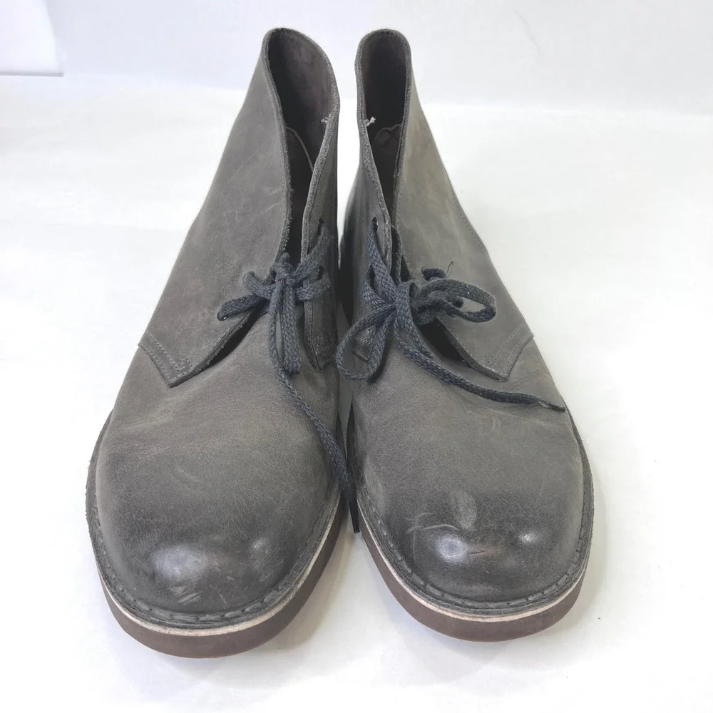 Clarks Bushacre 2 Mens Sz 12 Charcoal Grey Beeswax Leather Chukka Desert Boots